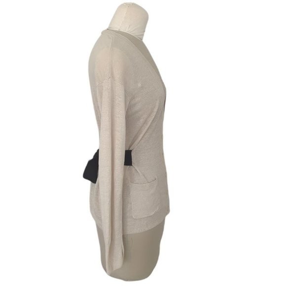 Sandro Tie Waist Linen Cardigan Sweater - Picture 2 of 5